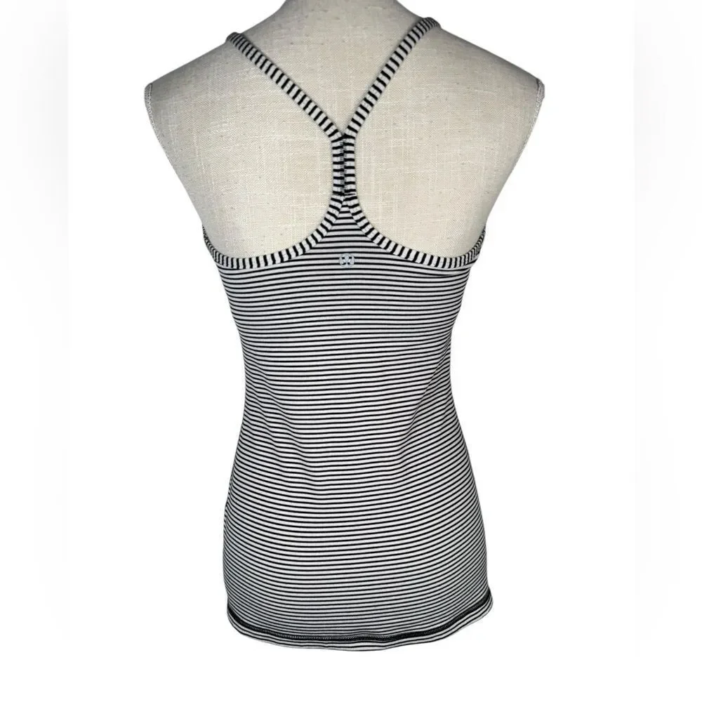 Lululemon Black & White Striped Power Y Racerback Tank Top